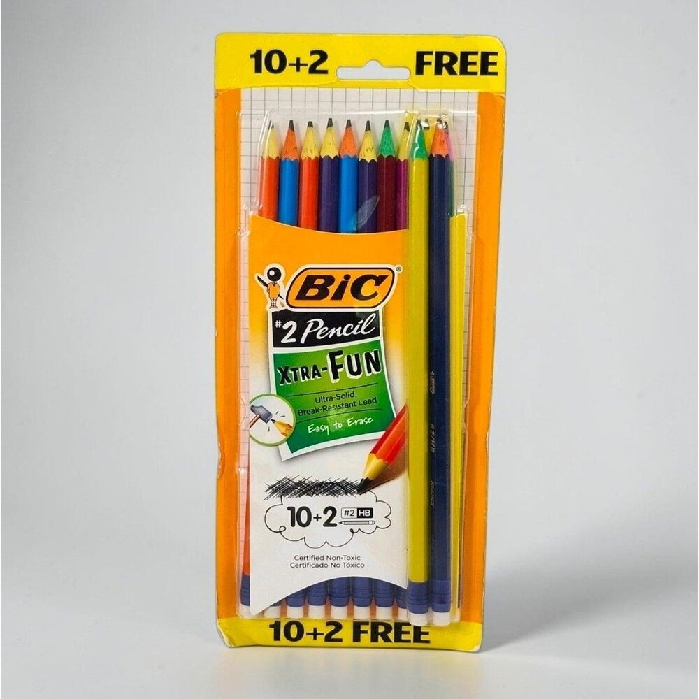 BIC Xtra-Fun #2 Pencils 12 Pack Sealed 2016 Made In France Two-Tone Color Barrel